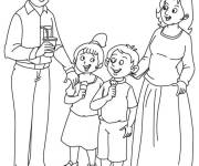 Coloriage Papa et maman ach&egrave;tent des glaces pour leurs enfants