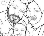 Coloriage Papa, maman et leur fils d&eacute;taill&eacute;