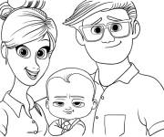 Coloriage Patron avec son p&egrave;re et sa m&egrave;re