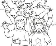 Coloriage Photo d'une famille en noir et blanc