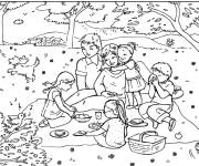 Coloriage Pique-nique de la famille