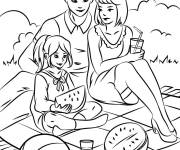 Coloriage Une famille adore manger le past&egrave;que sucr&eacute;e