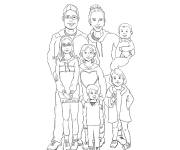 Coloriage Une famille avec beaucoup d'enfants