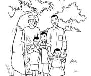 Coloriage Une famille d'origine africaine