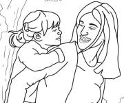 Coloriage Une famille d'une maman c&eacute;libataire avec sa fille