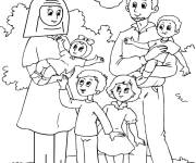 Coloriage Une famille musulmane