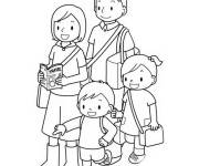 Coloriage Une famille pendant un excursion
