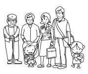 Coloriage Une grande famille en couleur
