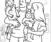 Coloriage Une photo d'une famille aimante dans la maison