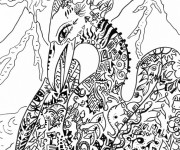 Coloriage Fantastique Paysage de Dragon