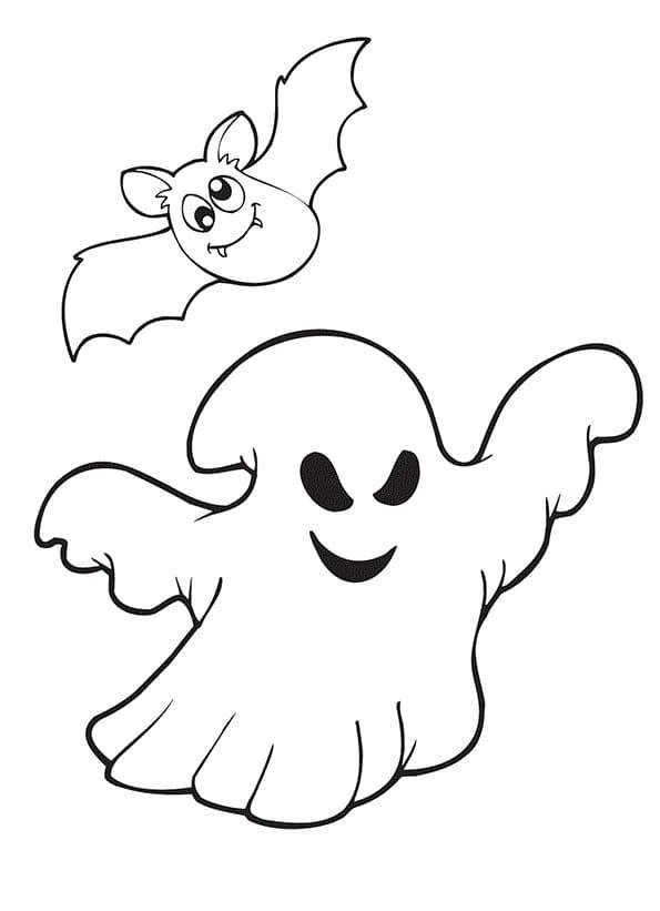 Coloriage et dessins gratuits Chauve-souris joue avec un fantôme à imprimer