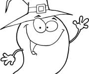 Coloriage et dessins gratuit Fantôme d'Halloween portant un chapeau à imprimer