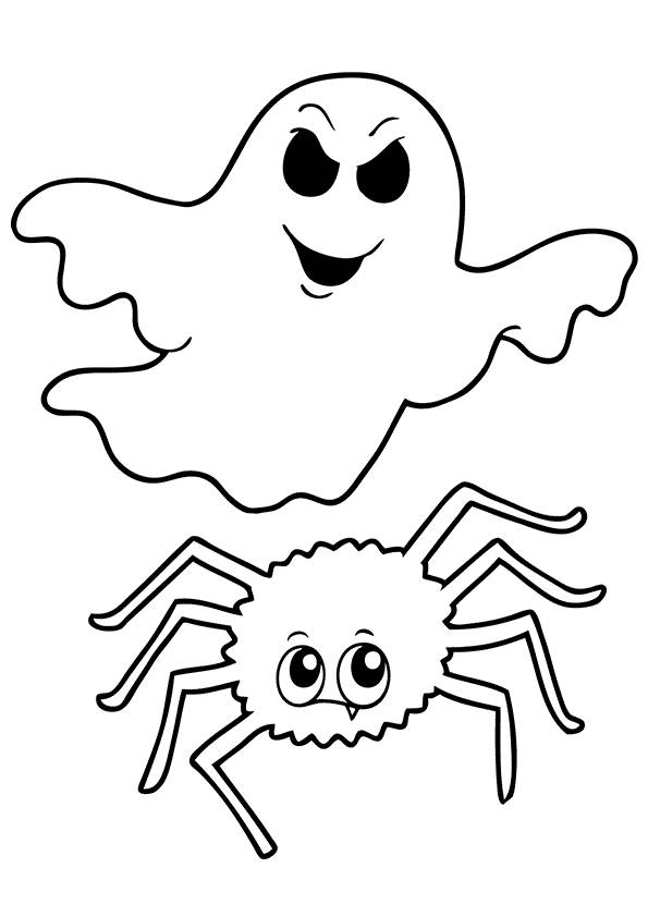 Coloriage et dessins gratuits fantôme et araignée à imprimer