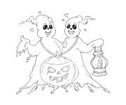 Coloriage et dessins gratuit Fantômes amoureux Halloween à imprimer