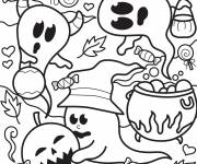 Coloriage et dessins gratuit Fantômes d'Halloween partout à imprimer