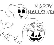 Coloriage Joyeux fant&ocirc;me d'Halloween