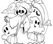 Coloriage Les fantômes se rassemblent pour Halloween