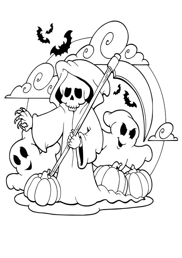 Coloriage et dessins gratuits Les fantômes se rassemblent pour Halloween à imprimer