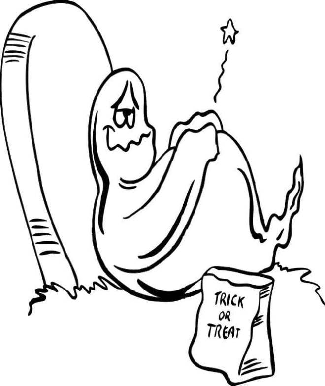 Coloriage et dessins gratuits Un fantôme d'halloween qui fait rire à imprimer