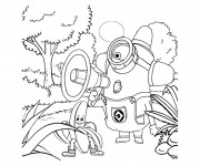 Coloriage et dessins gratuit Les Minions stylisé à imprimer