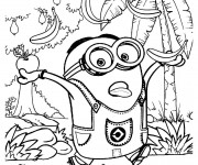 Coloriage Minion Stuart dans La Forêt