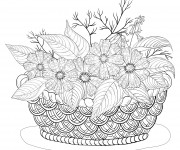 Coloriage Adulte Panier de Fleurs