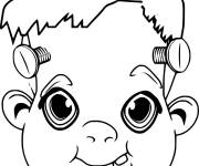 Coloriage et dessins gratuit B&eacute;b&eacute; Frankenstein souriant à imprimer