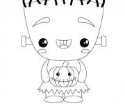 Coloriage Enfant Frankenstein kawaii