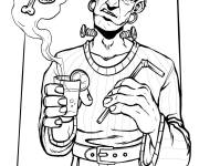 Coloriage Frankenstein aime le cocktail