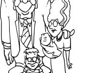 Coloriage Frankenstein avec sa famille