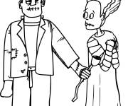 Coloriage et dessins gratuit Frankenstein avec sa femme à imprimer