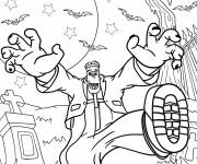 Coloriage Frankenstein avec sa marche bizarre