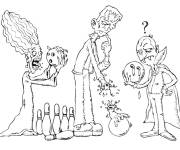 Coloriage Frankenstein avec ses amis les monstres