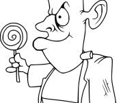 Coloriage et dessins gratuit Frankenstein avec une sucette à imprimer