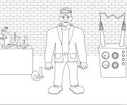 Coloriage Frankenstein dans le laboratoire du scientifique