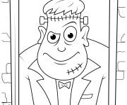 Coloriage Frankenstein devant la fen&ecirc;tre