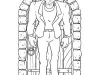 Coloriage Frankenstein devant la porte de sa maison