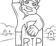 Coloriage et dessins gratuit Frankenstein devant une tombe à imprimer