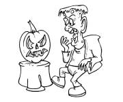 Coloriage Frankenstein effray&eacute; de la citrouille de Halloween