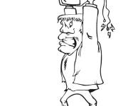 Coloriage Frankenstein en col&egrave;re de son ordinateur