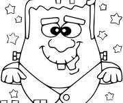 Coloriage et dessins gratuit Frankenstein et Joyeux Halloween à imprimer