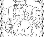 Coloriage Frankenstein sur la carte postale