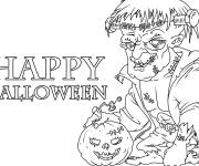 Coloriage Frankenstein sur le th&egrave;me de Halloween
