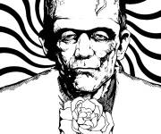 Coloriage Frankenstein tenant une rose
