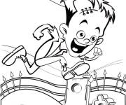 Coloriage Petit Frankenstein dans la cimeti&egrave;re