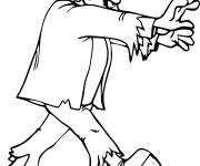 Coloriage Scene du monstre Frankenstein en marchant