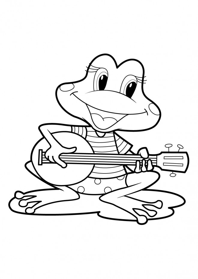 Coloriage Grenouille Musicien Dessin Gratuit à Imprimer