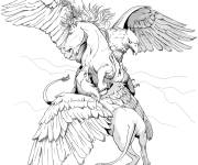 Coloriage et dessins gratuit Griffon contre le cheval à imprimer