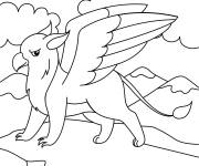 Coloriage Griffon sur la montagne