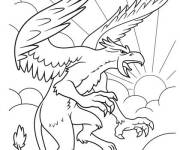 Coloriage Griffon volant sur les nuages